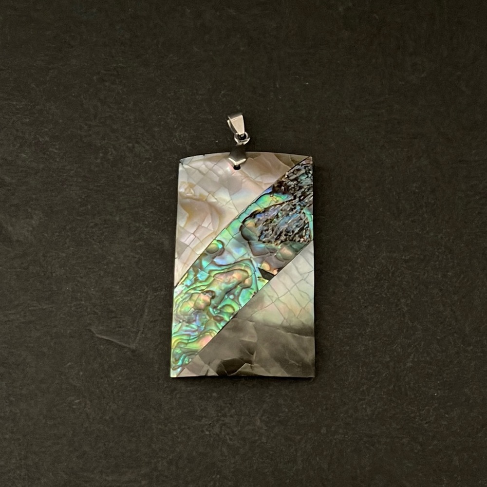 LUCITE ABALONE SHELL NECKLACE PENDANT